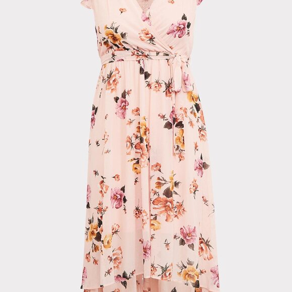 NWT Torrid Size 4X - Blush Pink Floral Chiffon Hi-Lo Dress - Picture 4 of 8